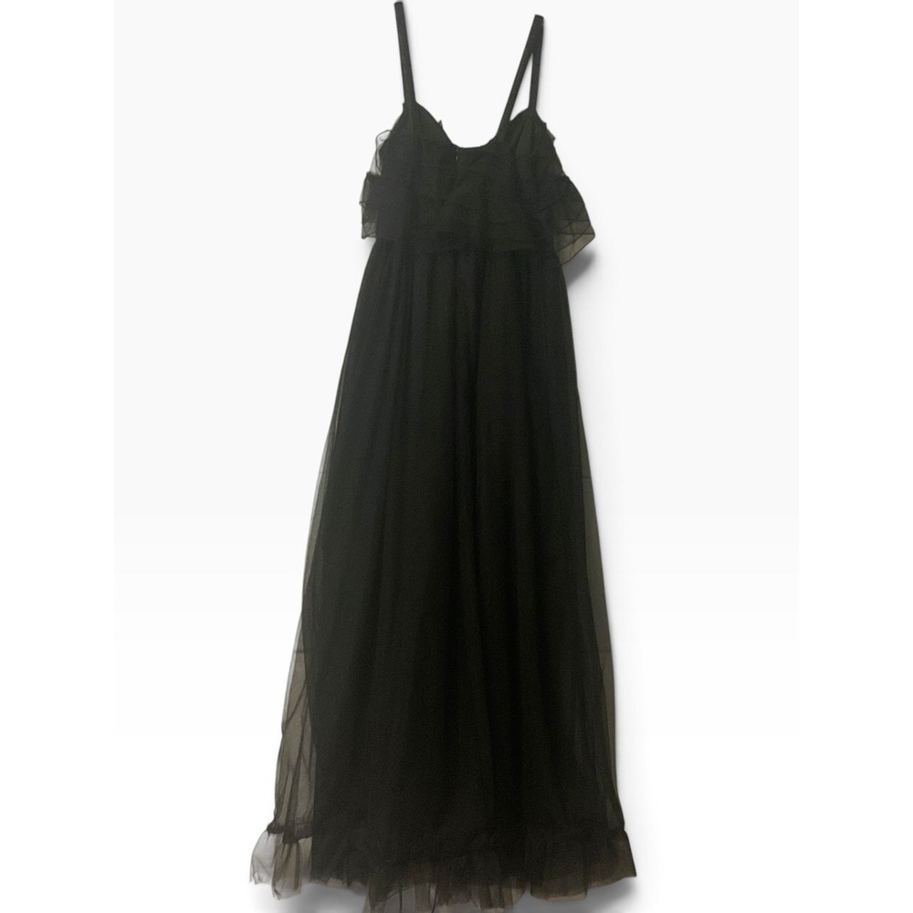 Faeriesty Black Tulle Maxi Dress Tiered Ruffle Formal Gown Size L - Picture 3 of 8